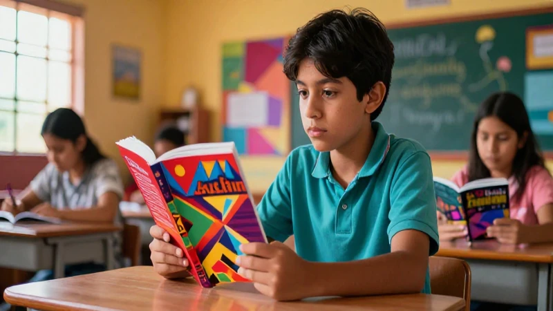 Estudiante mexicano moderno en aula vibrante