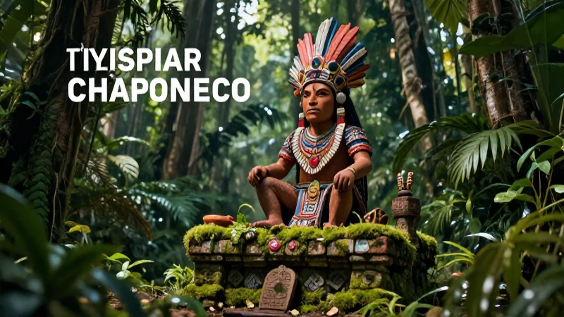 La Leyenda Chiapaneca: Un Relato Místico y Tradicional 5 Figura chiapaneca mística en jungla con iluminación dramática