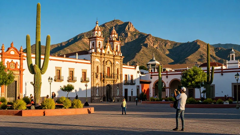 Viajero en plaza histórica de Hermosillo