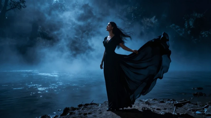 La Llorona etérea en neblina mexicana dramática