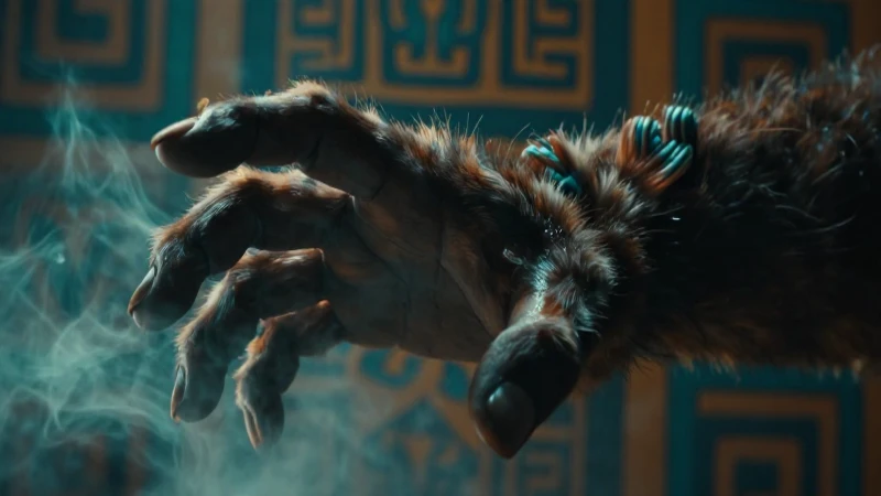 Mano monstruosa en niebla con estilo artístico dramático