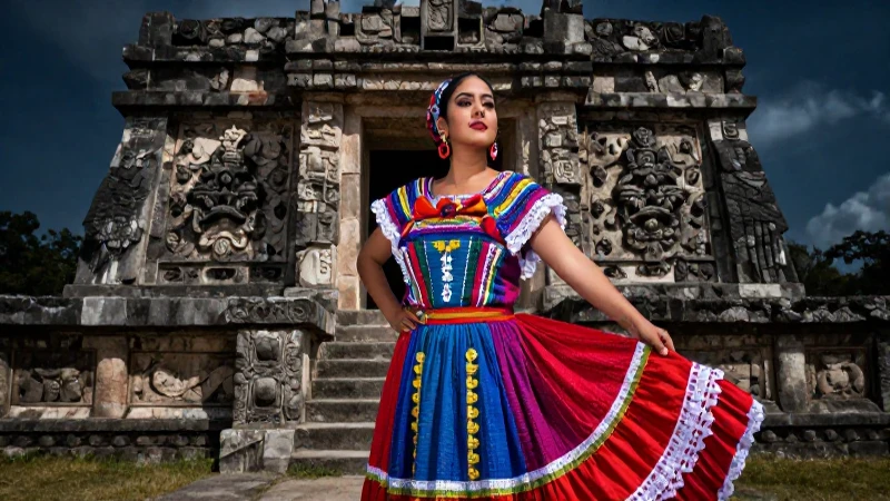 Pascualita majestuosa en ruinas mexicanas