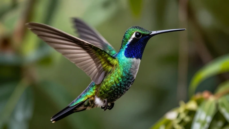Colibrí maya iridiscente en selva vibrante y dramática