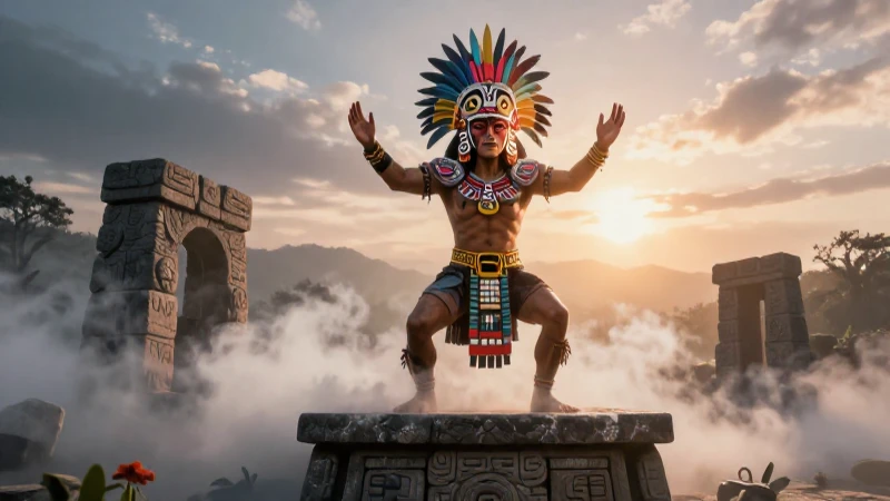 Desvela la impactante Leyenda del Nahual: ¡Descarga e imprime ahora! 3 Nahual mítico en altar con luz dramática