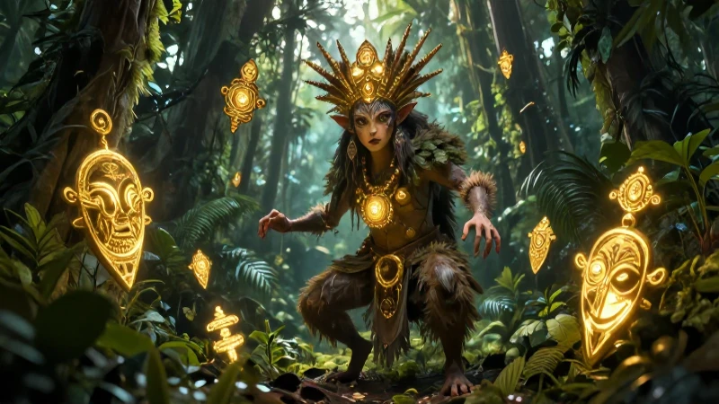 Espíritu ancestral colombiano en la selva andina