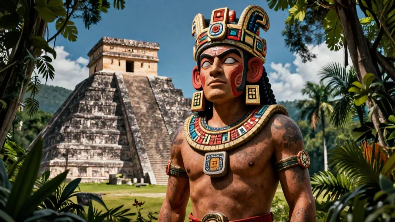 Conoce el mágico folclore de Oaxaca en sus leyendas cortas 3 Deidad zapoteca de Oaxaca, iluminación dramática y vívida