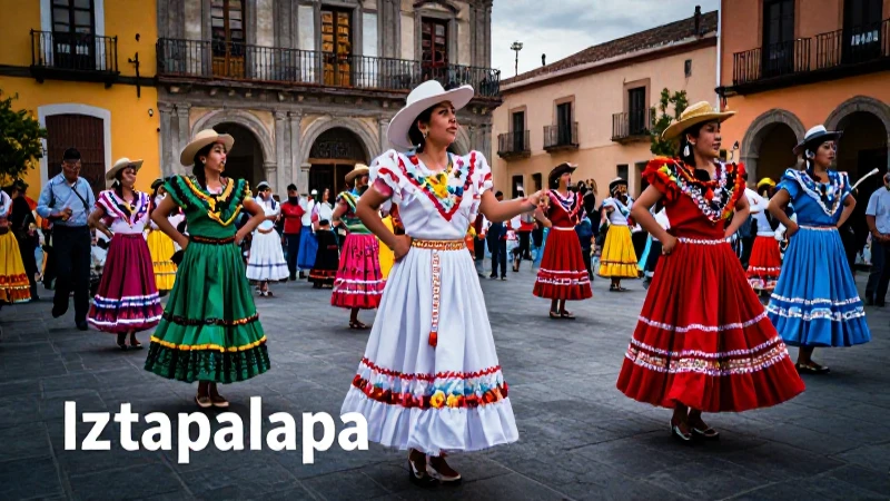Fiesta tradicional mexicana vibrante y colorida en Iztapalapa
