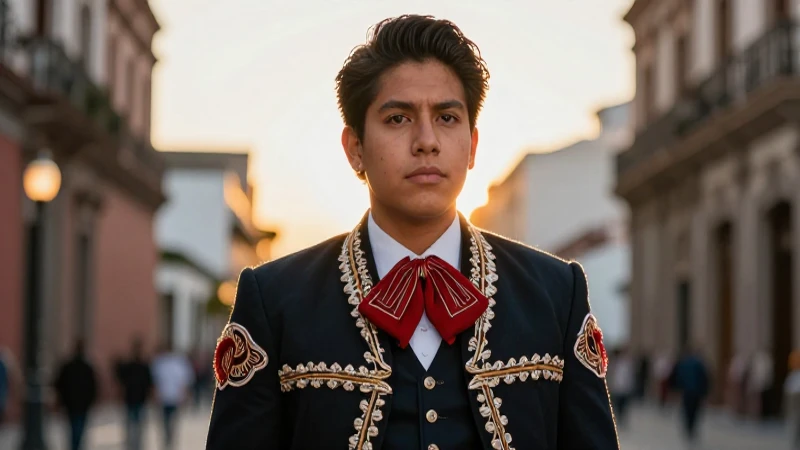 Retrato vibrante de joven mexicano con fusión cultural