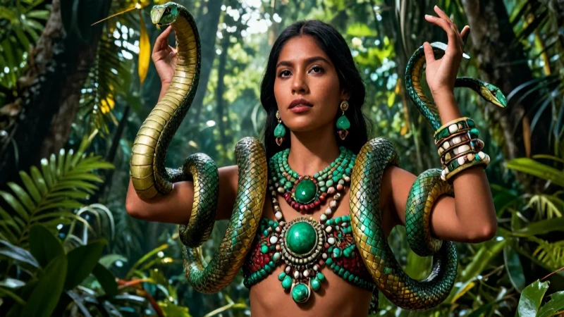 Mujer tabasqueña indígena hermosa con joyería esmeralda