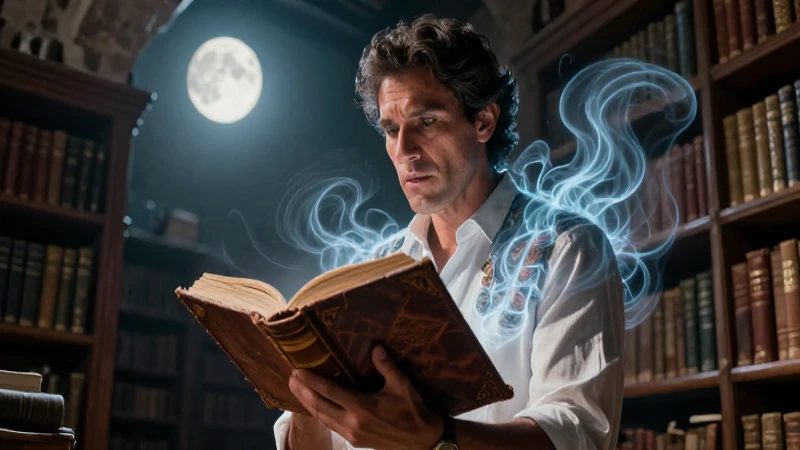 Descarga gratis PDF de leyendas de terror y estremece tu alma 6 Narrador intenso en biblioteca con aura espectral