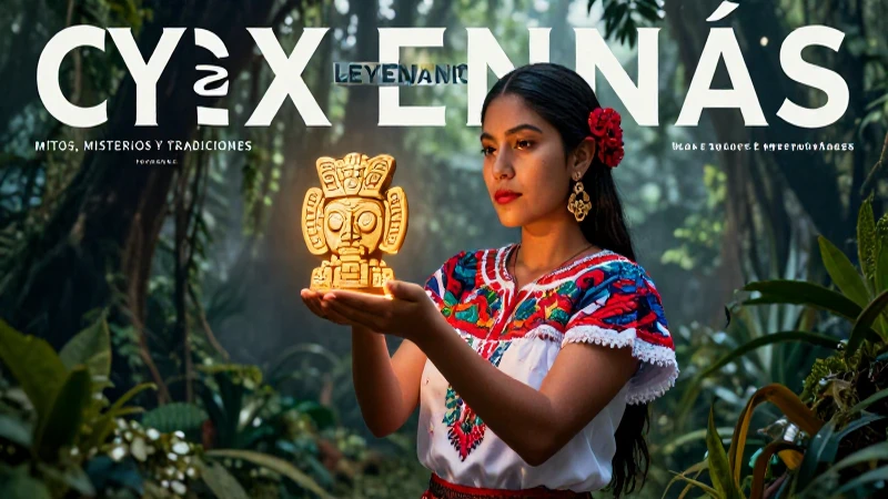 Mujer mexicana sostiene reliquia prehispánica en la selva