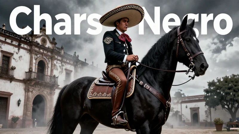 Charro negro en hacienda mística, estilo editorial