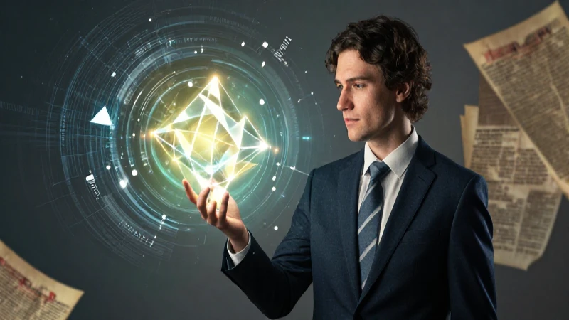 Académico moderno sostiene forma geométrica abstracta