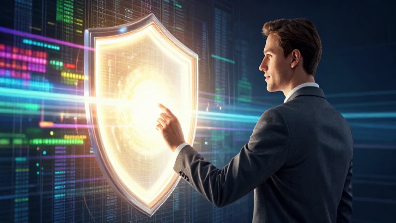Profesional con datos digitales protegidos y brillantes