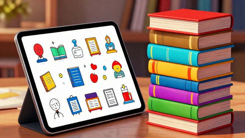 Ilustración digital educativa vibrante con temas literarios