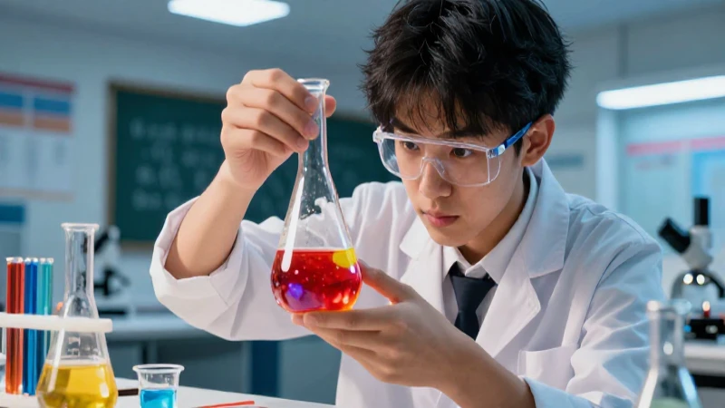 Aprende Química de forma práctica con el Libro 3 de Secundaria 3 Estudiante apasionado experimentando química vibrante