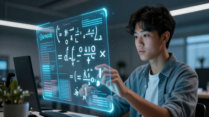 Estudiante aprende álgebra con interfaz holográfica digital