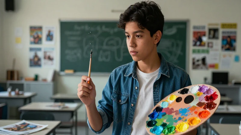 Joven mexicano artista en clase