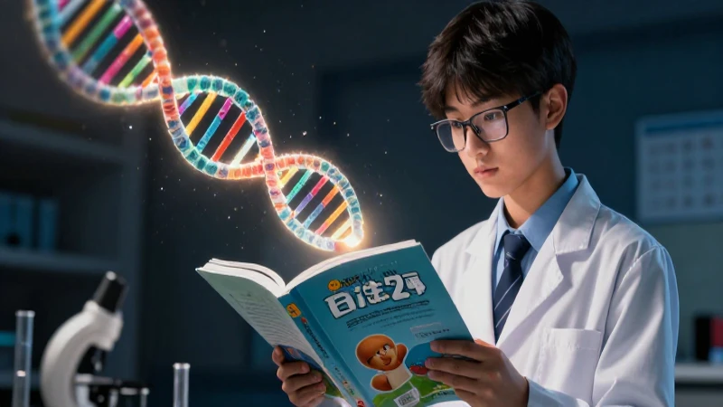 Estudiante de biología con ADN flotante