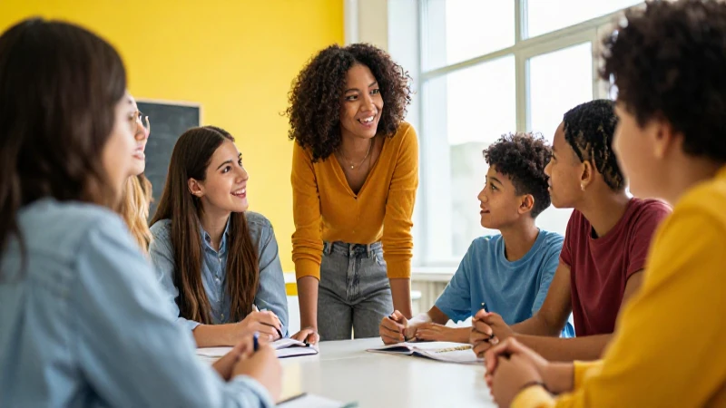Estudiantes diversos en aula colaborativa dinámica