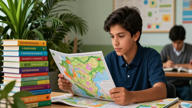Estudiante mexicano interactúa con mapa educativo