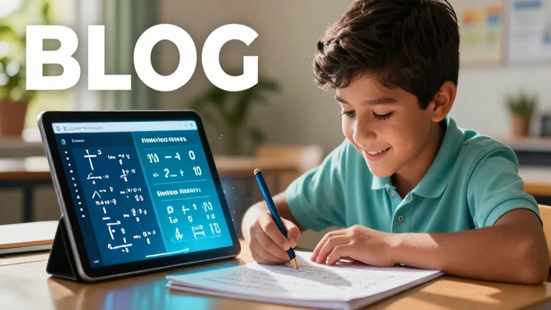 Estudiante mexicano resuelve matemáticas con tablet vibrante