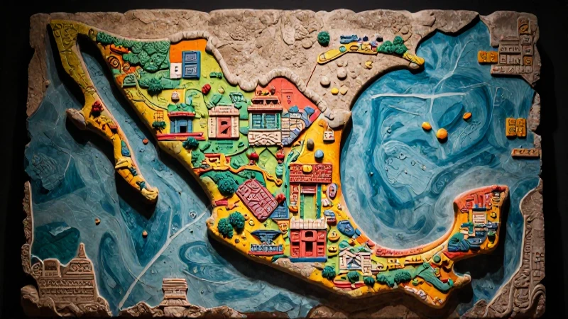 Mapa azteca vibrante, exploración y descubrimiento