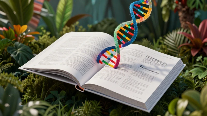 ADN vibrante sobre libro de biología tropical