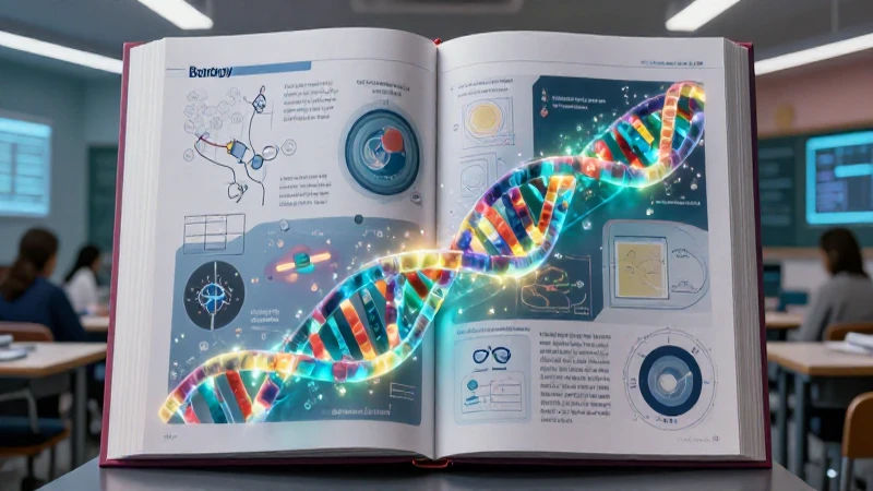 Biología: libro con doble hélice brillante