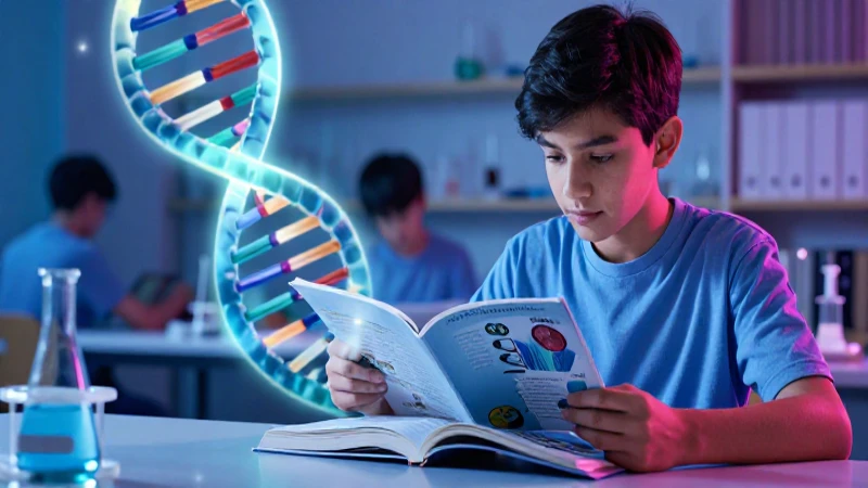 Guía esencial: Libro de Biología 1 de secundaria SEP 2022 4 Estudiante con ADN en libro de biología
