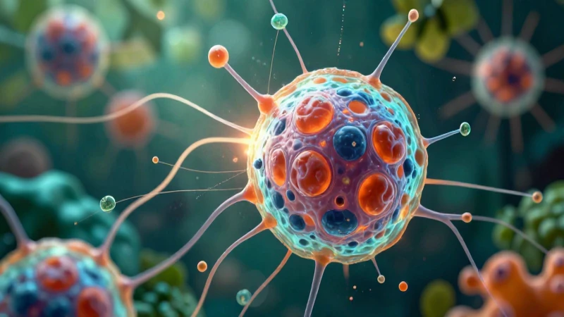 Guía esencial: Libro de Biología 1 de secundaria SEP 2022 5 Célula biológica vibrante con datos abstractos y estilo moderno