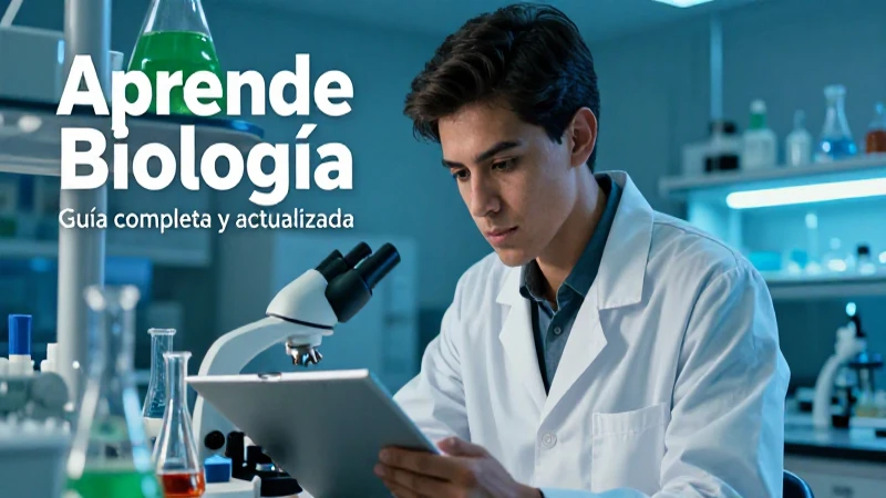 Científico joven en laboratorio crea contenido educativo