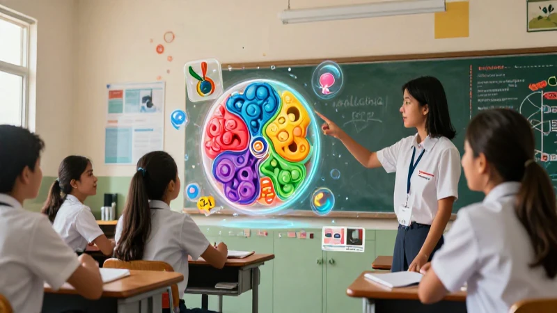 Estudiante aprende biología en aula moderna