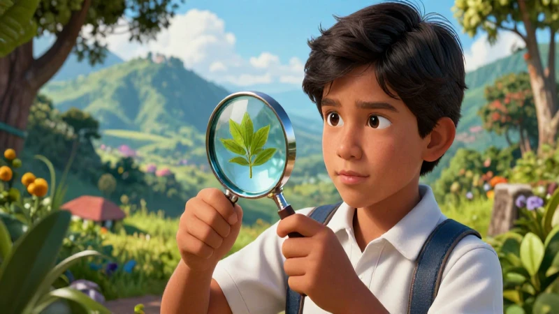 Estudiante mexicano estudia la naturaleza con ilustración detallada