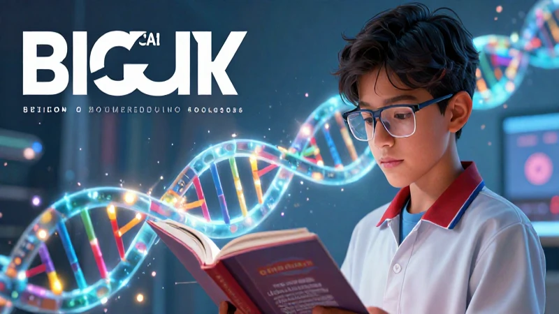 Aprende Biología 1 de Secundaria con éxito: Libro Contestado para garantizar tu rendimiento académico 3 Ilustración educativa de estudiante con ADN brillante