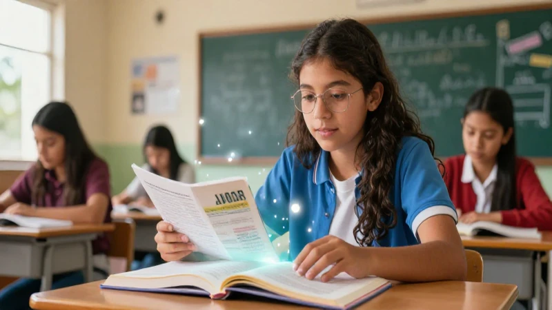 Estudiante interactúa con un libro moderno en México