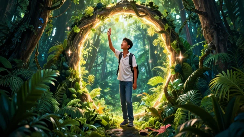 Joven mexicano explora portal mágico en la selva