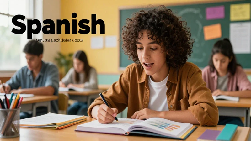 Estudiante entusiasta aprende español moderno