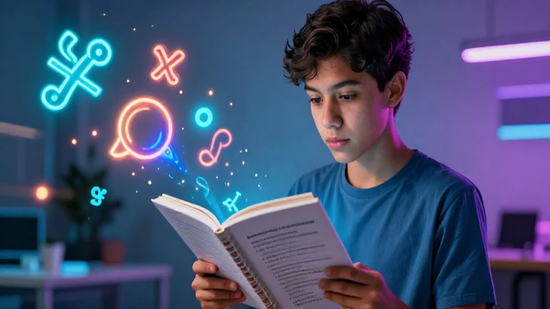 Estudiante mexicano con símbolos lingüísticos dinámicos
