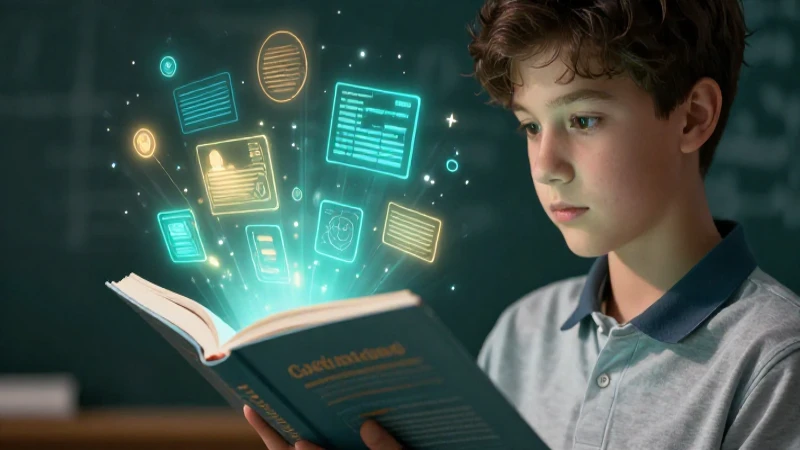 Estudiante avanzado con tecnología holográfica