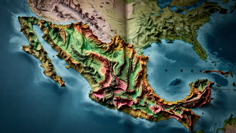 Mapa detallado de México, ultra realista y cinematográfico