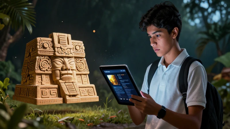 Estudiante mexicano y artefactos en alta definición