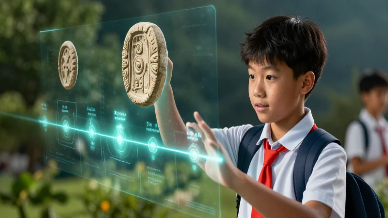 Conoce Historia Infinita 2: Una experiencia educativa ilimitada para secundaria 6 Estudiante interactúa con holograma de historia