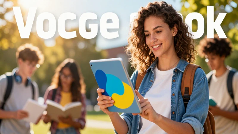 Conoce el mejor libro de inglés de la SEP para dominar el idioma 4 Estudiante diverso con tablet, estilo editorial de calidad