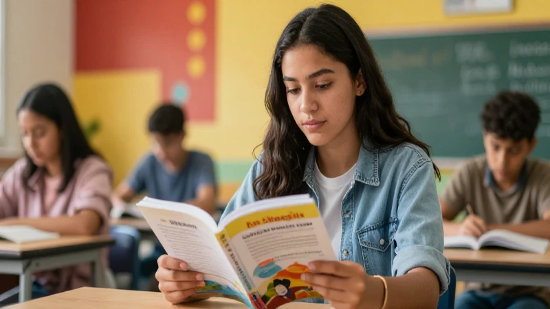 Estudiante seguro estudia inglés en México moderno