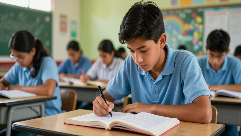 Mejora el aprendizaje de inglés en 1° de secundaria con el mejor libro 4 Estudiante mexicano con libro de inglés profesional