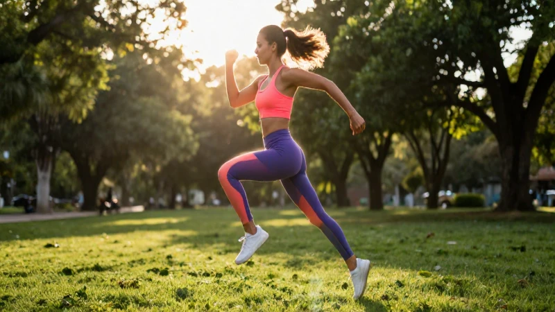 Mujer atlética con energía radiante en un parque