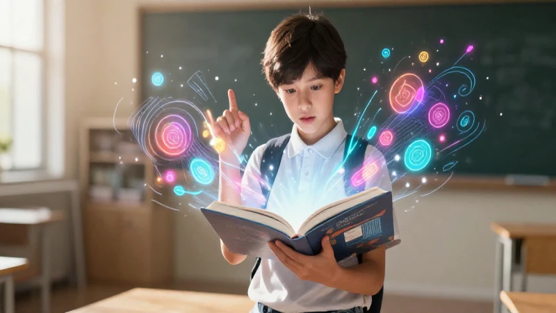Estudiante aprende con libro digital brillante