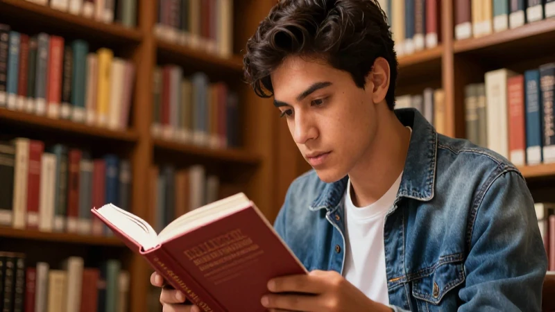 Conoce el Mejor Libro de Literatura para Telebachillerato 3 Joven mexicana lee clásico en biblioteca luminosa