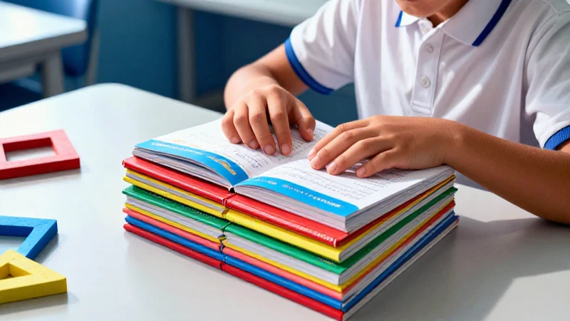 Estudiante concentrado con libros de matemáticas en primer plano